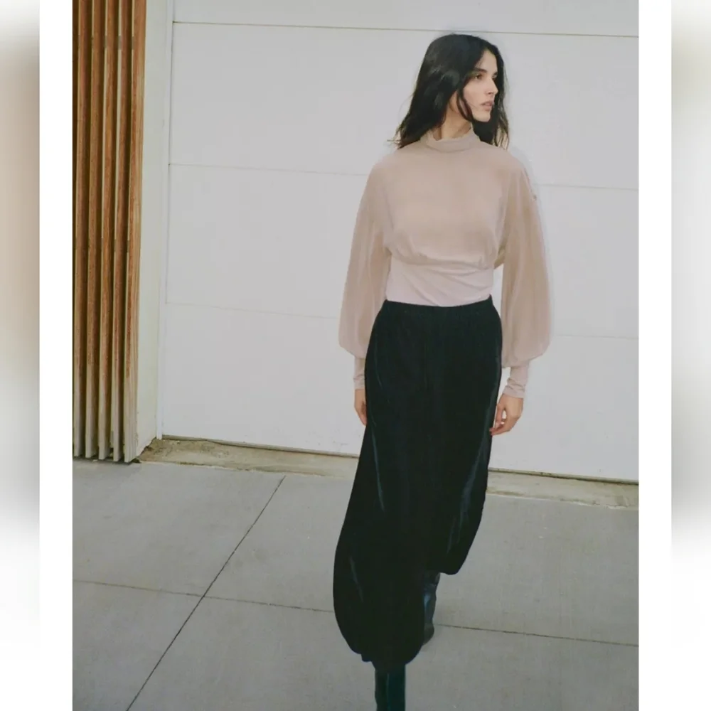 Zara velvet balloon pants black